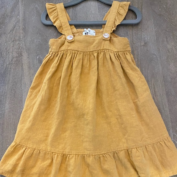 NWT ZARA Kids Girls Gold Ruffle Sundress - Picture 1 of 5